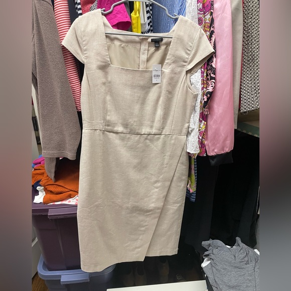 Ann Taylor NWT Linen Blend Square Neck Dress 6 - Picture 7 of 8